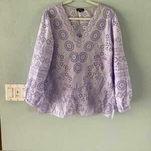 Tolani cotton eyelet top